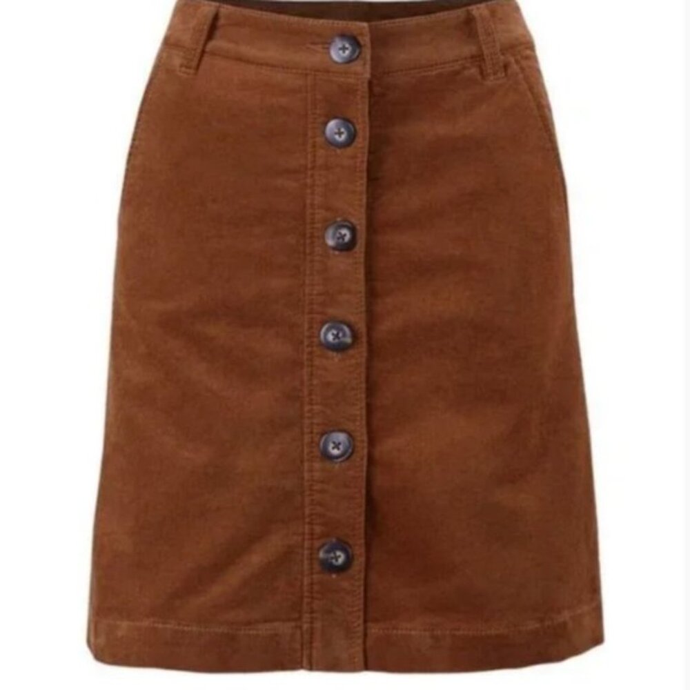 CABI University button front mini skirt in brown corduroy 3755 (sz4)